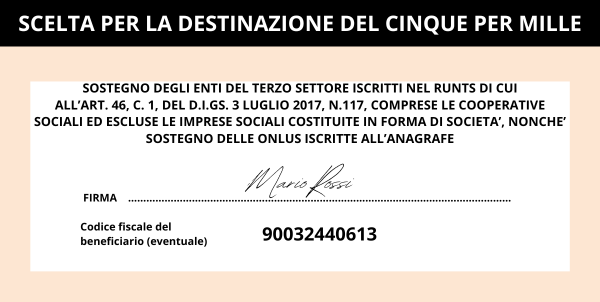 SCELTA PER LA DESTINAZIONE DEL CINQUE PER MILLE